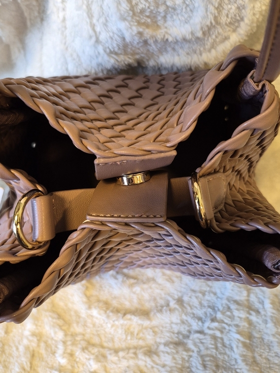 Anthropologie Hollace Tote Woven Mini Edition NEW Maeve Mocha Boho Crossbody Bag - Picture 7 of 13